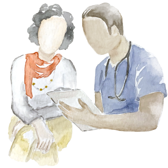 Hypothetical patient talking to doctor.