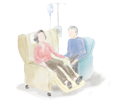 Hypothetical Breyanzi patient receiving CAR T cell therapy and their care partner